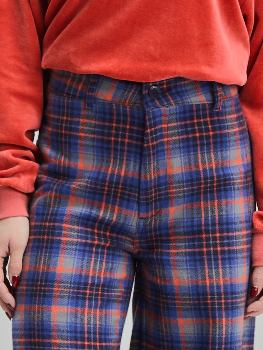 100% Organic Cotton Plaid Trousers - Picture 9 of 10